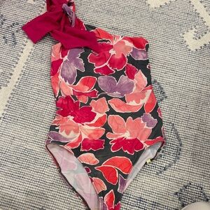 Summersalt One-Shoulder Floral One Piece - Red and Purple